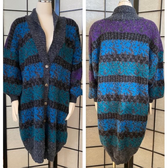 Vintage French Connection Long Cardigan Sweater Dress - 80s - Picture 1 of 8